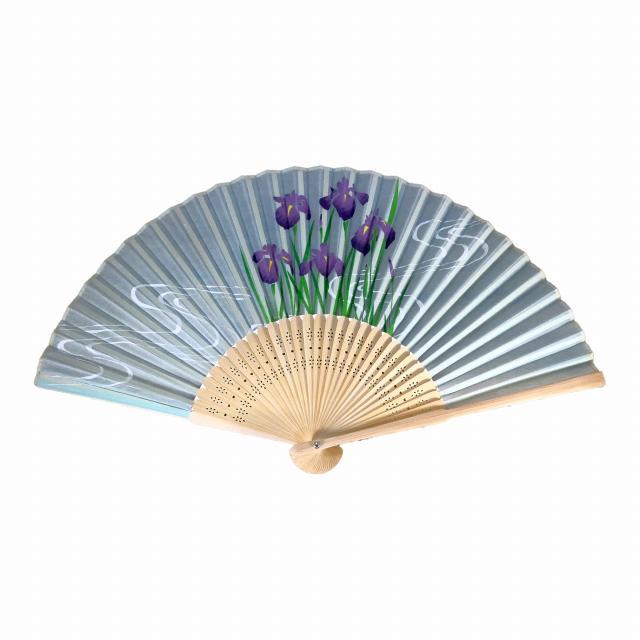 扇子 あやめ 花 シルク レディース 女性用 おしゃれ 訳あり SEN-905