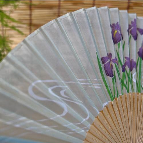 扇子 あやめ 花 シルク レディース 女性用 おしゃれ 訳あり SEN-905