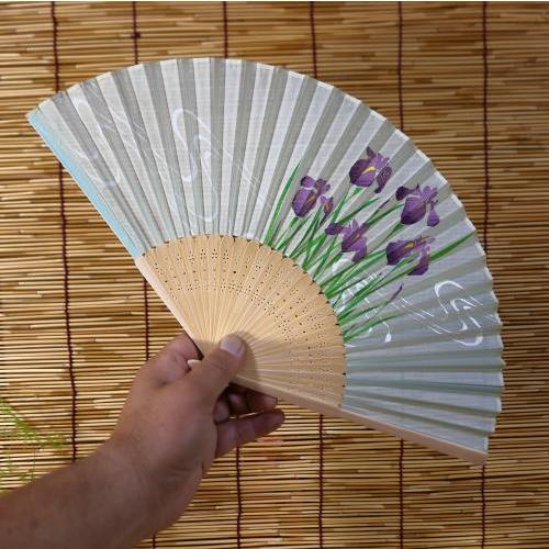 扇子 あやめ 花 シルク レディース 女性用 おしゃれ 訳あり SEN-905