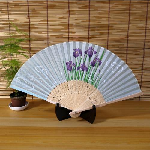 扇子 あやめ 花 シルク レディース 女性用 おしゃれ 訳あり SEN-905