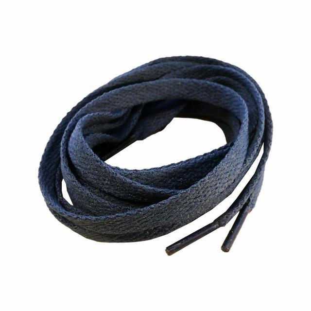 靴ひも 靴紐 平紐 無地 紺色 幅8mm 長さ 約120cm ネイビー シュー