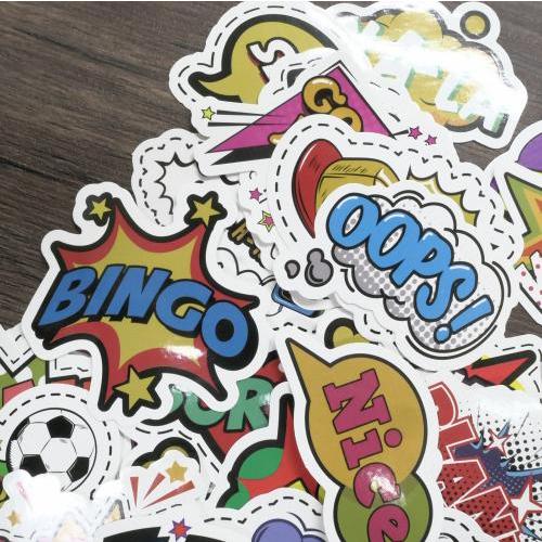 送料無料 フレークシール コミック 吹き出し 約50枚セット 福袋