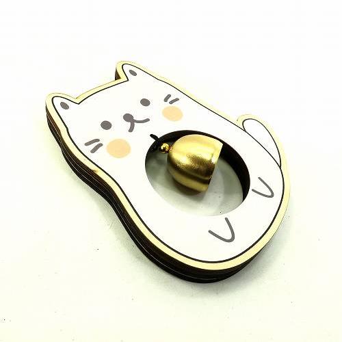 ドアベル ネコ 白猫 木製 ドアチャイム 玄関チャイム 壁掛け 呼び鈴