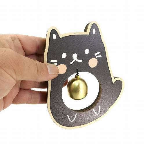 ドアベル ネコ 黒猫 木製 ドアチャイム 玄関チャイム 壁掛け 呼び鈴