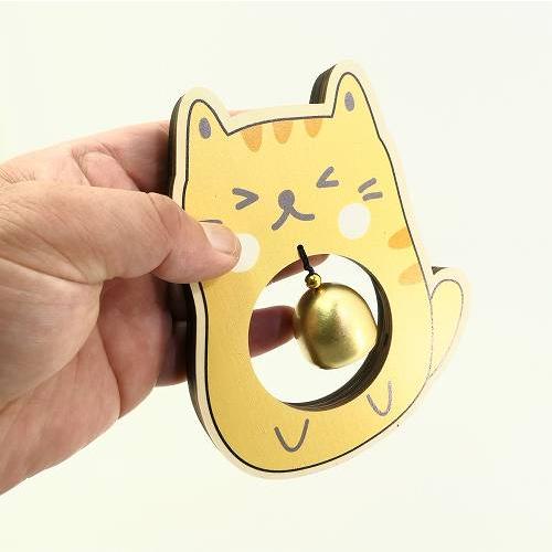 ドアベル ネコ 茶トラ猫 木製 ドアチャイム 玄関チャイム 壁掛け