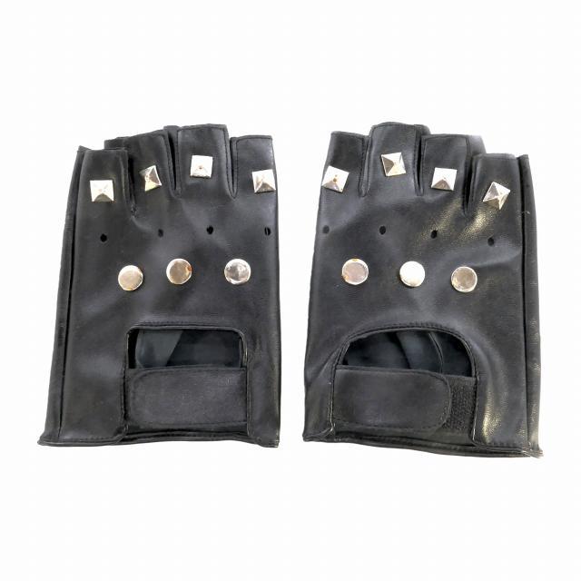 指なし手袋 スタッズ メンズ フェイクレザー フリーサイズ 指切り手袋
