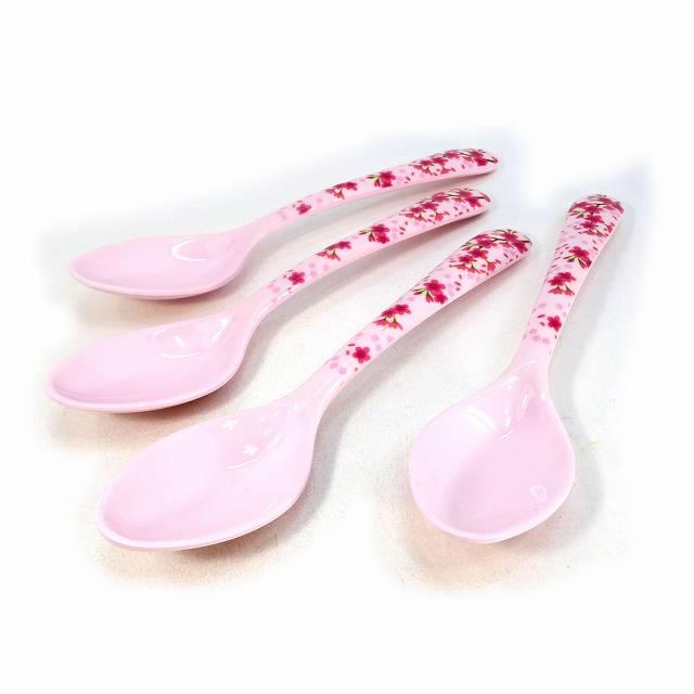 メラミン食器 スプーン さくら 桜柄 4本セット 花柄 デザートスプーン