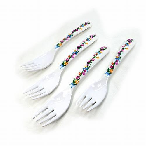 メラミン食器 フォーク チューリップ柄 4本セット 花柄 テーブル