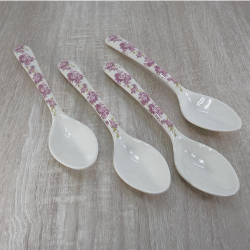 メラミン スプーン バラ柄 ローズ 4本セット デザートスプーン カレー