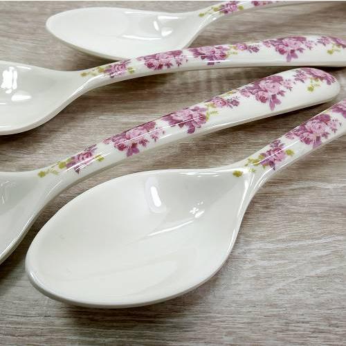 メラミン スプーン バラ柄 ローズ 4本セット デザートスプーン カレー