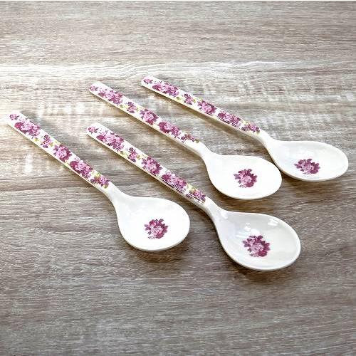 メラミン スプーン ミニ バラ柄 ローズ 4本セット ティースプーン