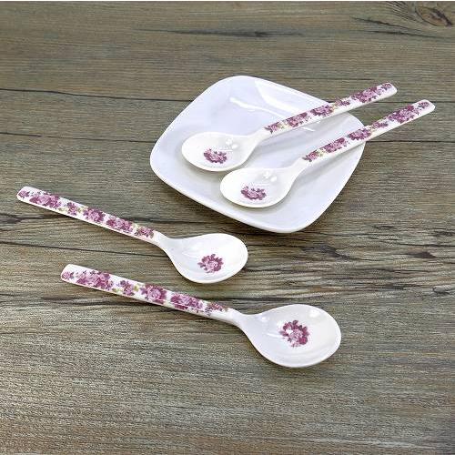 メラミン スプーン ミニ バラ柄 ローズ 4本セット ティースプーン