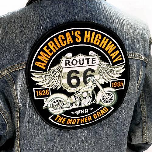 ワッペン 大きい アイロン 刺繍 ROUTE66 バイク ハイウェイ ビッグ