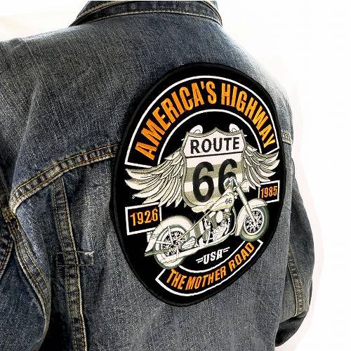 ワッペン 大きい アイロン 刺繍 ROUTE66 バイク ハイウェイ