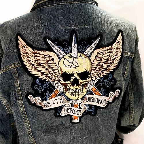 ワッペン 大きい アイロン 刺繍 ドクロ DEATH ビッグ パッチ