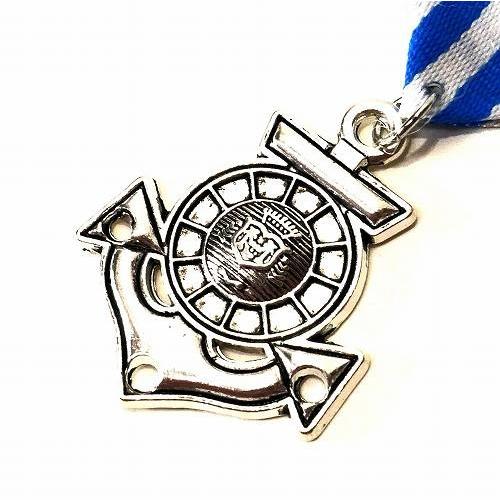 バッジ ミリタリー 勲章 水色 白 イカリ cj1 勲章バッジ ワッペン風 WP