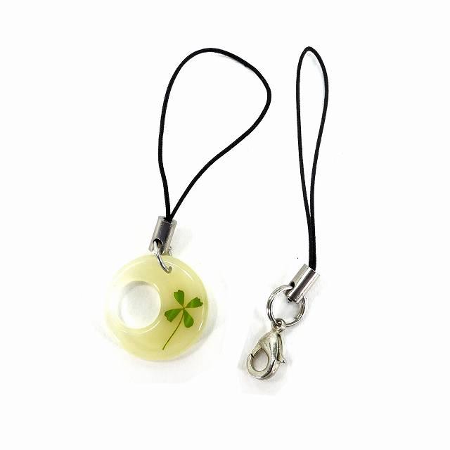 四葉 クローバー ストラップ 本物の四つ葉入り ストラップ1本おまけ