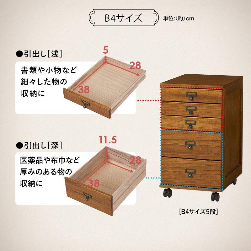 タイムセール中) デスクワゴン 5段 キャスター付き 幅33cm×奥行43.5cm
