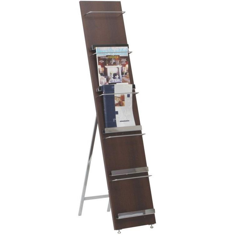 吉川 木製 彫刻 マガジンラック 薄型 スリム ダークブラウン 2段