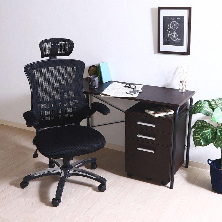 最高 オフィスチェアー おしゃれ ブラック 椅子 デスクチェア ロッキング ヘッドレスト付き メッシュ オフィス、ワークチェア