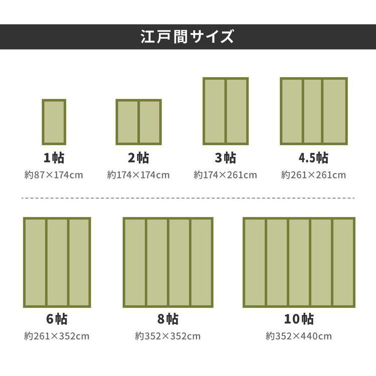 ラグマット 8畳 352×352cm 江戸間 夏 い草 畳マット_6