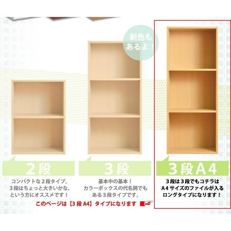 三段BOX 確認用 カラーボックス 3段A4サイズ 3段カラーボックス : 収納 ベッド
