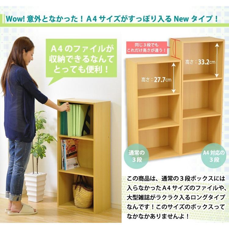三段BOX 確認用 カラーボックス 3段A4サイズ 3段カラーボックス : 収納 ベッド