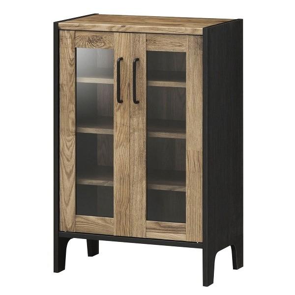 キャビネット おしゃれ 幅58 ガラス扉付き アメリカンヴィンテージ風