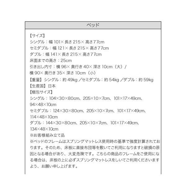 ダブルベッド マットレス付き ラテックス入り国産ポケットコイル Miana_12