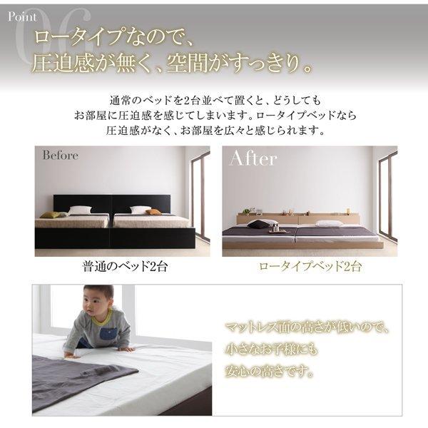 (タイムセール中) ワイドキングサイズベッド マットレス付き ワイドK220 プレミアムボンネルコイル 大型モダンローベッド