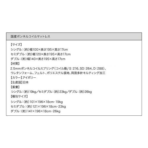 (タイムセール中) キングサイズより大きい ワイド240Aタイプ マットレス付き 日本製ボンネルコイル 棚・コンセント付き安全連結ベッドの画像