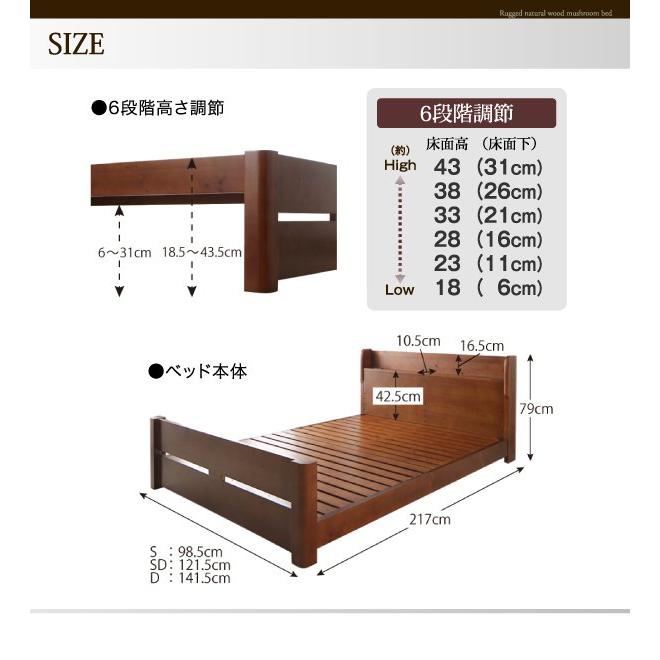 正規取扱店 すのこベッド ダブル マットレス付き スタンダードポケットコイル 6段階高さ調節 頑丈天然木ベッド ダブルベッド