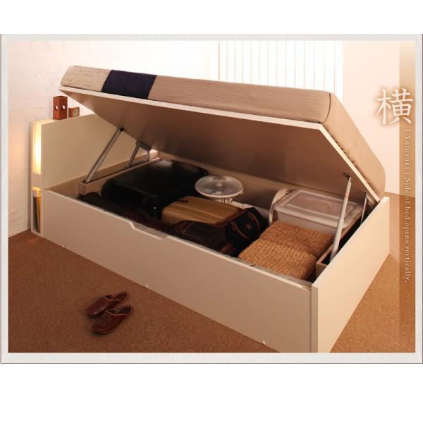 組立設置付) ガス圧式跳ね上げ収納ベッド セミダブル マットレス付き