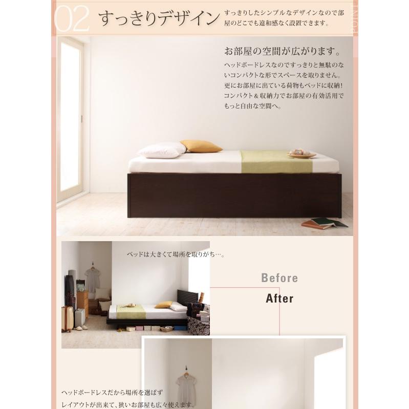 (組立設置付) 大容量収納付きすのこベッド シングル マットレス付き 薄型スタンダードボンネルコイル 深さラージ_7