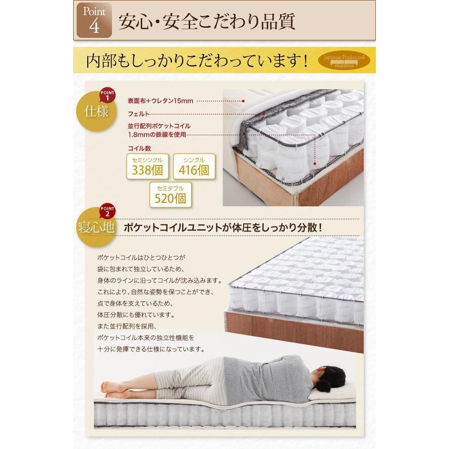 (タイムセール中) 脚付きマットレス 国産ポケット セミダブル 分割式・ショート丈 脚40cm_10