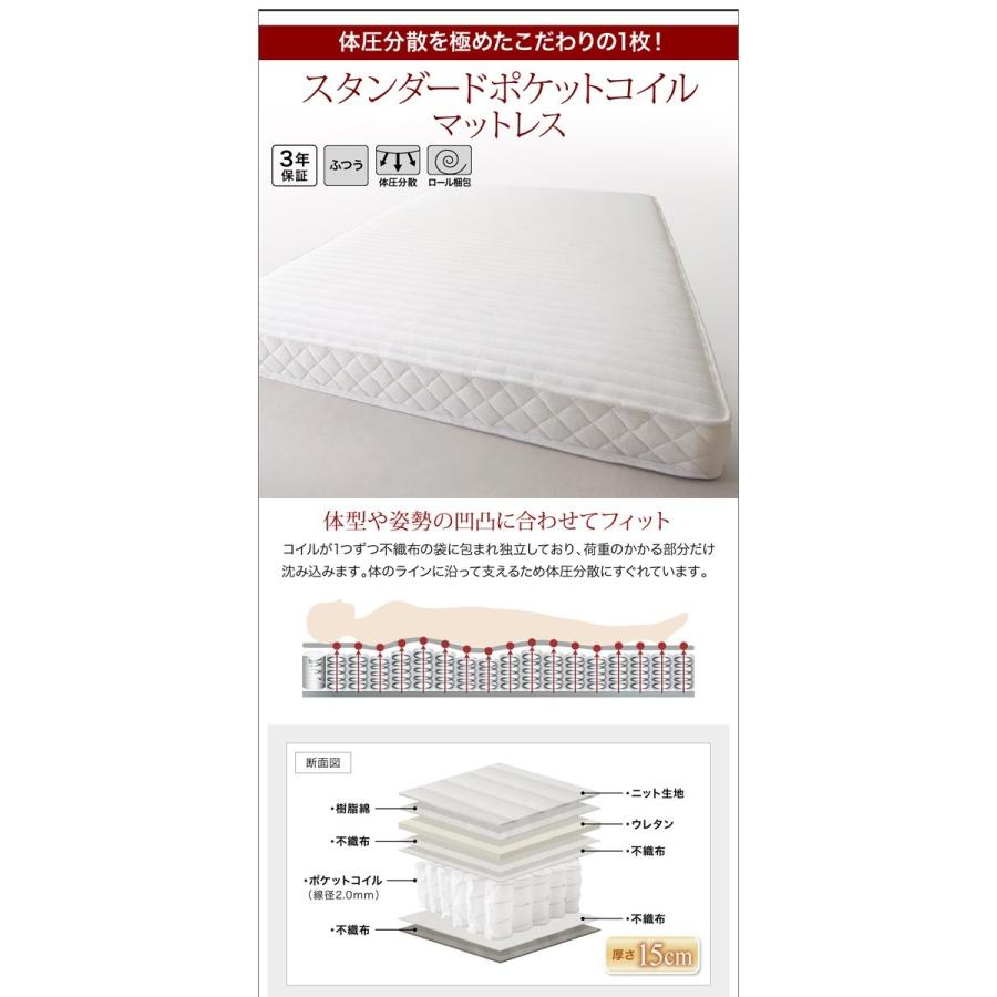 連結ベッド ワイドキング220(S+SD) マットレス付き スタンダードポケットコイル 棚・コンセント付きツインすのこベッド ワイドキングベッド_16