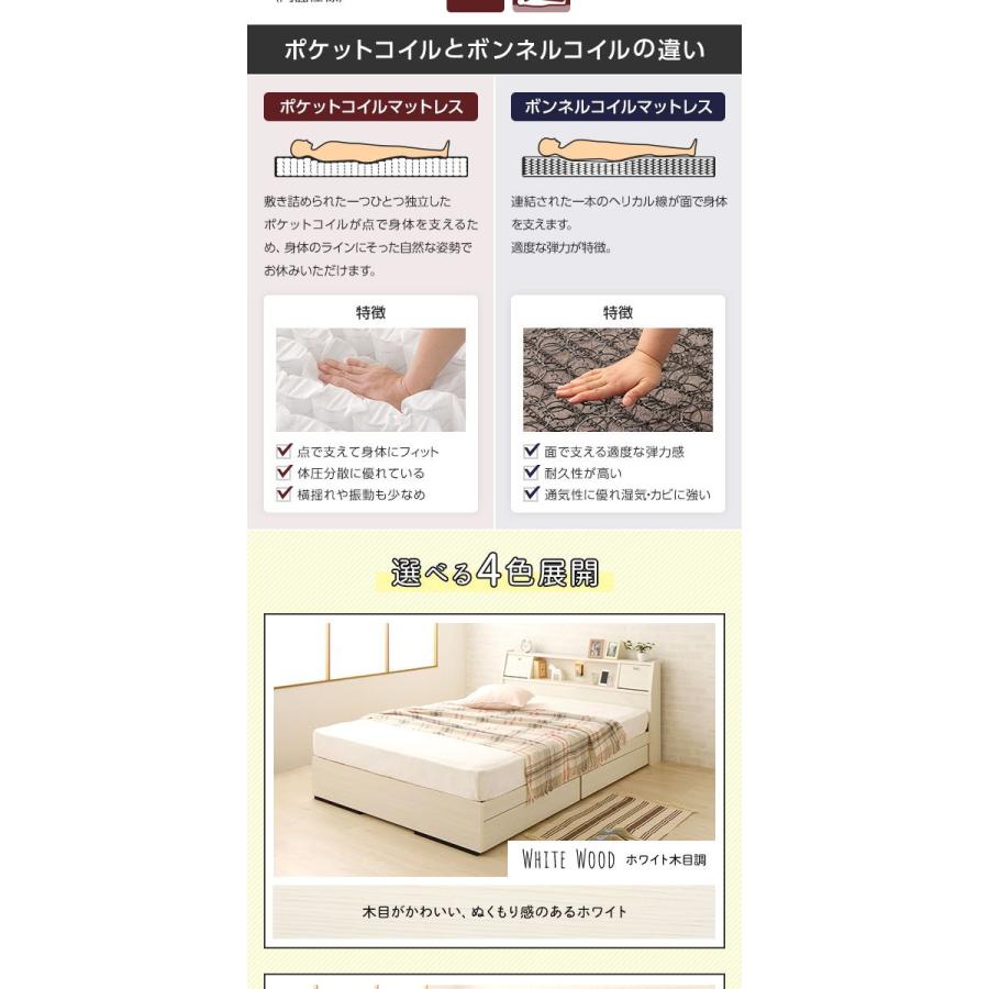 シングルベッド マットレス付き 海外製ポケットコイル 収納付き 日本製_8