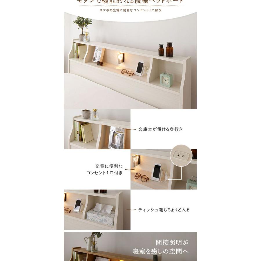 ダブルベッド マットレス付き 海外製ポケットコイル(両面仕様) 収納付き 引き出し カントリー_2