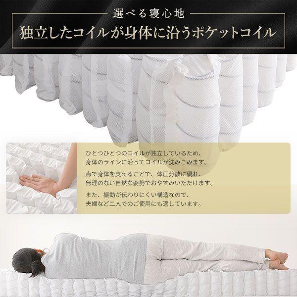 シングル ポケットコイル 通常丈 ブラック 20cm脚 【ボンネルコ】
