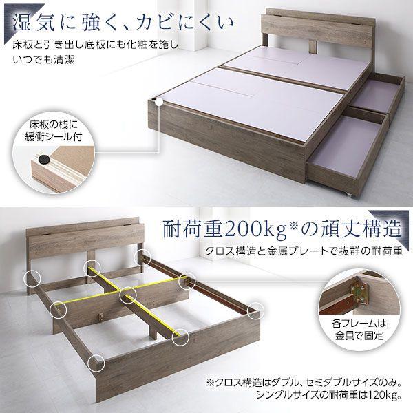 ワイドキングサイズベッド 2台セット WK260(SD+D) マットレス付き 2層ポケットコイル 収納 宮 棚 コンセント_9