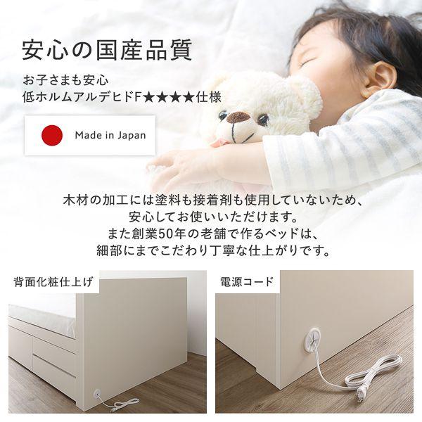 (タイムセール中) すのこベッド ショート丈セミシングル マットレス付き 日本製薄型ポケットコイル 収納付き お客様組立_10