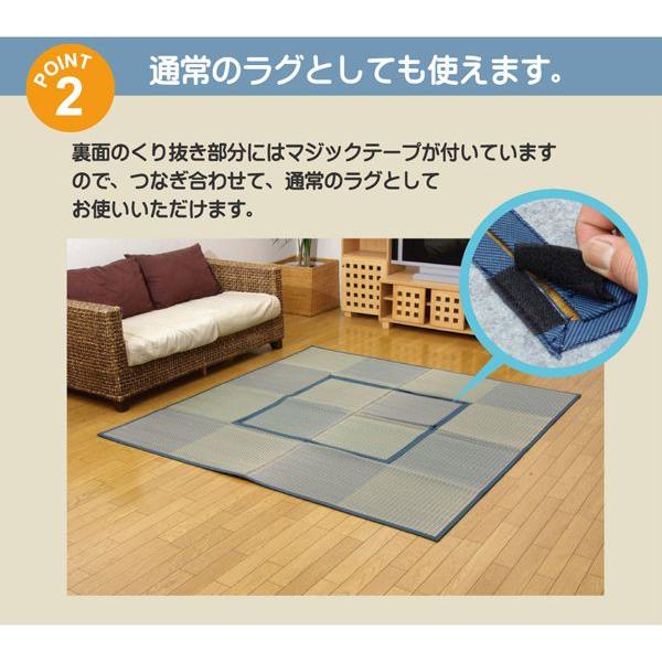 (タイムセール中) ラグマット 夏用 い草ラグ 約2畳 約191×191cm 堀こたつ対応 中抜き：約90×90cm 裏面不織布 抗菌防臭 ベージュ