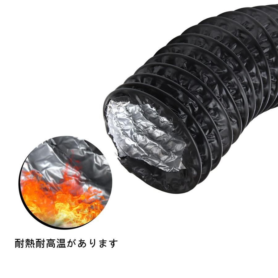 RILIHII ダクトホース排気用アルミフレキシブル耐熱防水蛇腹ダクト換気パイプ5m75mmブラック（ホースクランプステンレス鋼製付き2個） |  | 04