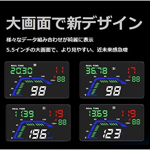 ニコマク NikoMaku HUD ヘッドアップディスプレイ GPS  カラー 大画面 Q7 日本語説明書  5.5インチ 車載スピードメーター 時速をフロントガラスに 過速度警告搭｜happyrich1524｜03