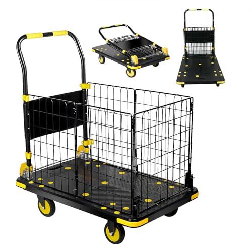 Lomive 折り畳み式カゴ台車 耐荷重500kg大型運搬車 折り畳み式メッシュ 