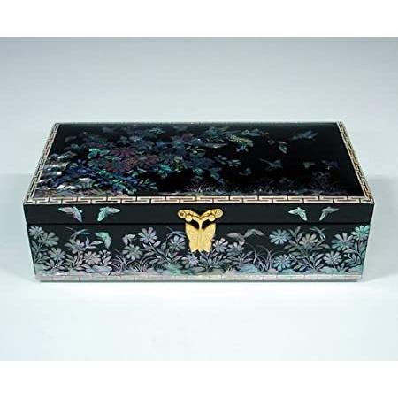 並行輸入品 Mother Of Asian Pearl Design Flower And インテリア雑貨 Bird Design Lacquered Black