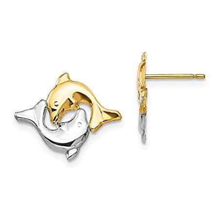 グランドセール Post Dolphin Gold Yellow 【並行輸入品】14k Stud For Jewelry Fine Life Sea Animal Earrings ピアス