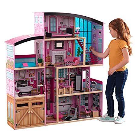 KidKraft Shimmer Mansion Wooden Dollhouse for 12-Inch Dolls with Lights  S