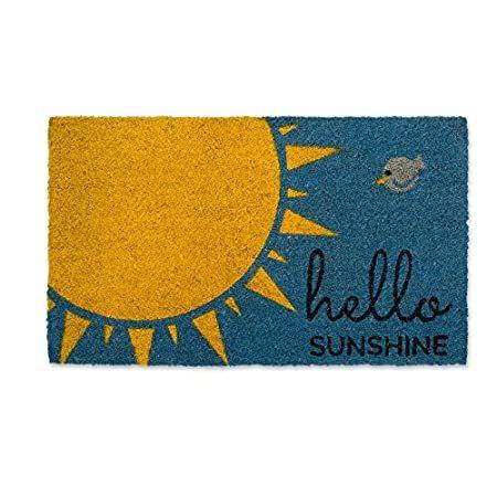 名作 Natural 【並行輸入品】DII Coir 18x30 Blue, Sunshine, Hello Mat, Hello Decorative Doormat, その他