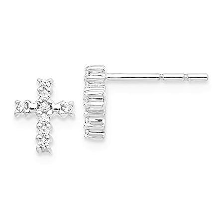 半額SALE★ 【並行輸入品】14k White Gold Diamond Cross Religious Post Stud Earrings Fine Jewelry For ピアス